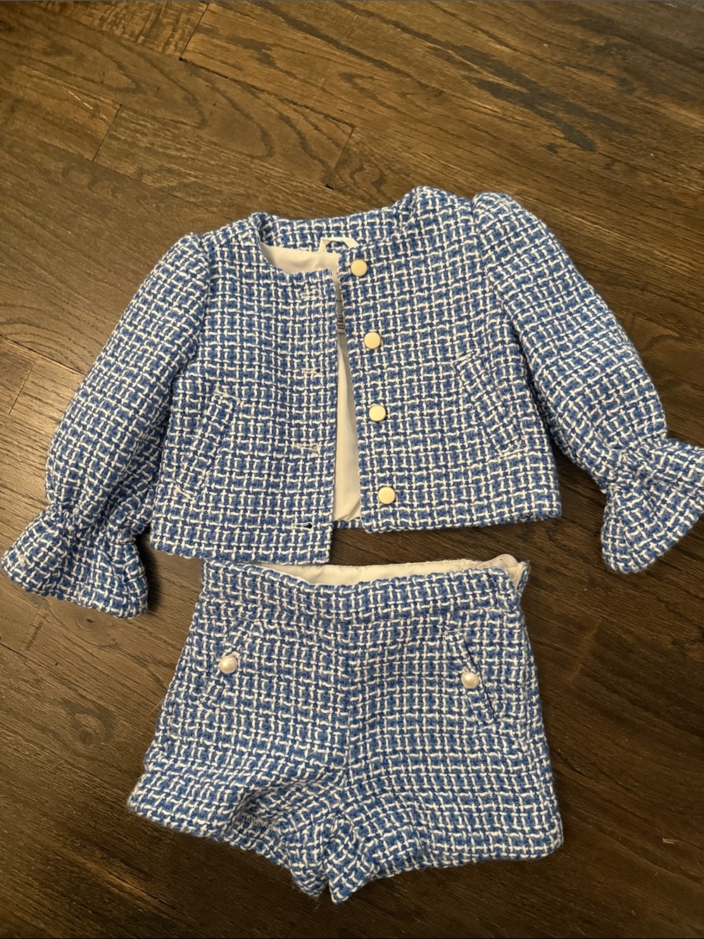 Janie and Jack Blue & White Tweed Jacket and Shorts Set
